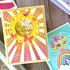 Handmade greeting card with a sun on it and hello sunshine sentiment on it .