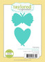 Graphic of painterly heart and painted butterfly steel die for paper crafting.