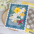 Handmade greeting card with flowers on it and sending good vibes sentiment on it.