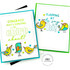 Two handmade greeting cards with doodle birds and hearts on it with congrats that's something to chirp about sentiment on one card and then flapping by to say hi sentiment on the other card.