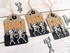Handmade gift tags with dancing skeletons in graveyards on each of them.