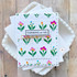Handmade greeting card with flowers on it and thinking of you sentiment on it.