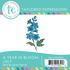 Graphic of a year in bloom stamp - July which is a stamp of larkspur which creates a flower for papercrafting.