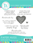 Graphic of packaging of 9 different red rubber stamps with paper hug sentiments and hearts for paper crafting.