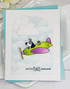 Handmade greeting card with dog and bird in airplane with you're plane awesome sentiment on it.