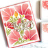 Handmade greeting card with flowers on it and thinking of you sentiment on it.