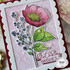 Handmade greeting card with flowers on it and birthday wsihes sentiment on it.