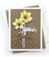 Handmade greeting card with flowers on it and with sympathy sentiment on it.