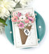 Handmade greeting card with bouquet of flowers on it and just for you sentiment on it.
