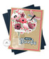 Handmade greeting card with bouquet of flowers on it and many thanks sentiment on it.