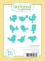 Graphic of packaging of nine doodle birds steel die set for paper crafting.