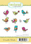 Graphic of packaging of nine doodle birds rubber stamp set for paper crafting.