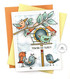 Handmade greeting card with doodle birds and birdhouse with you're so tweet sentiment on colorful cardstock background.