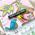Handmade greeting card with two doodle birds in a birdhouse with home tweet home sentiment.