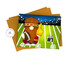 Handmade sporty greeting card with gnome holding football and foam finger.