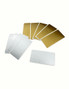 Five gold and white labels used for jackpot die and clear stamp combo for paper crafting.