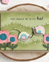 Handmade greeting card with flowers and snails on it with just snailin' by to say hi sentiment on it.