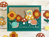 Handmade greeting card with snails, mushrooms, and flowers, with just snailin' by to say hi sentiment with snails on mushrooms in background.