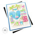 Handmade greeting card with beach theme including a crab and sailboat with catch the sun, chase the fun sentiment on it with cardstock in background.