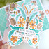 Handmade greeting card with a butterfly on it with you matter let hope uplift you sentiments on it with card in background.