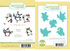 Two images showcasing the Dancing Through the Snow set—one of the stamp set with five festive penguin designs and one of the coordinating dies that cut out each playful penguin.