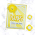 Handmade greeting card with sun on it and sun rays with hugs hang in there, friend sentiments on it with crafting flowers in background.