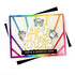 Handmade greeting card with foiled rays and critters on it with hey there sentiment on it with cardstock in background.