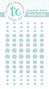 Graphic of packaging of Royal Icing colored enamel dots of various sizes.