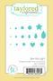 Graphic of See the Light steel die which includes circles, drops, and stars for paper crafting.