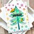 Handmade greeting card with tree on it and a dove with tis the season sentiment on it.