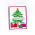 Handmade greeting card with tree on it with ornaments and presents underneath with have yourself a merry little christmas sentiment on it.