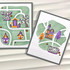 Two handmade greeting cards with haunted house and graveyard on them with one having creepin' it real sentiment on it and the other having haunted hello sentiment on it.