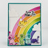 Handmade greeting card of a rainbow with dogs on it and time to paw-ty sentiment on it.