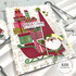 Handmade greeting card with santa and sleigh on it with santa claus is coming to town sentiment on it.