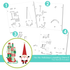 Graphic of Ho Ho Holidays Layering stencil which includes four. stencils to create a sled with gifts and a santa for papercrafting.