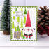 Handmade greeting card with a santa on it and merry christmas sentiment on it.