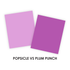 Graphic comparing two TE premium cardstock colors: popsicle and plum punch which are both shades of purple.