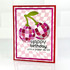 Handmade greeting card of two disco balls that create a cherry on it with happy birthday with a cherry on top sentiment on it.