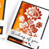 Handmade greeting card with flowers on it and thinking of you sentiment on it.