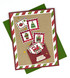 Handmade greeting card with Christmas postage on it and merry Christmas sentiemnt on it.