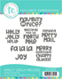 Graphic of Holly Jolly Hellos which is rubber stamp set that includes 7 stamps for papercrafting.