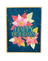 Handmade greeting card with poinsettia flowers on it and happy holidays sentiment on it.