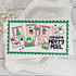 Handmade greeting card with Christmas postage on it and sending merry mail sentiment on it.