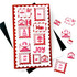 Handmade greeting card with Christmas postage stamps on it and joy sentiment on it.