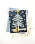 Handmade greeting card with Christmas tree on it and candles on it with 'tis the season sentiment on it.