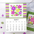 Handmade calendar with flowers on it and stripes.