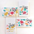 Four handmade greeting cards with fall leaves on them and fall sentiments on each.