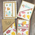 Four handmade greeting cards with different fall leaves and sentiments on each.