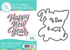 Graphic of New Year Cheer Rubber Stamp and Die combo which includes both for the sentiment happy new year for papercrafting.