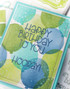 Handmade greeting card with balloons on it and happy birthday to you and hooray sentiment on it.